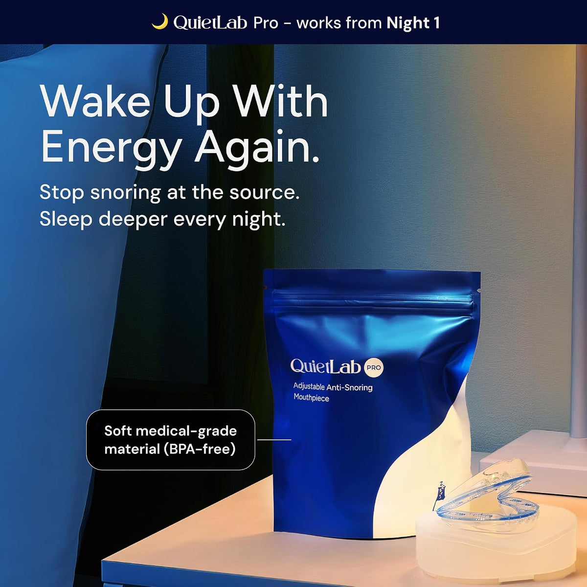 QUIETLAB® Mouth Guard for Sleeping - Anti-Snoring Device, Custom Fit